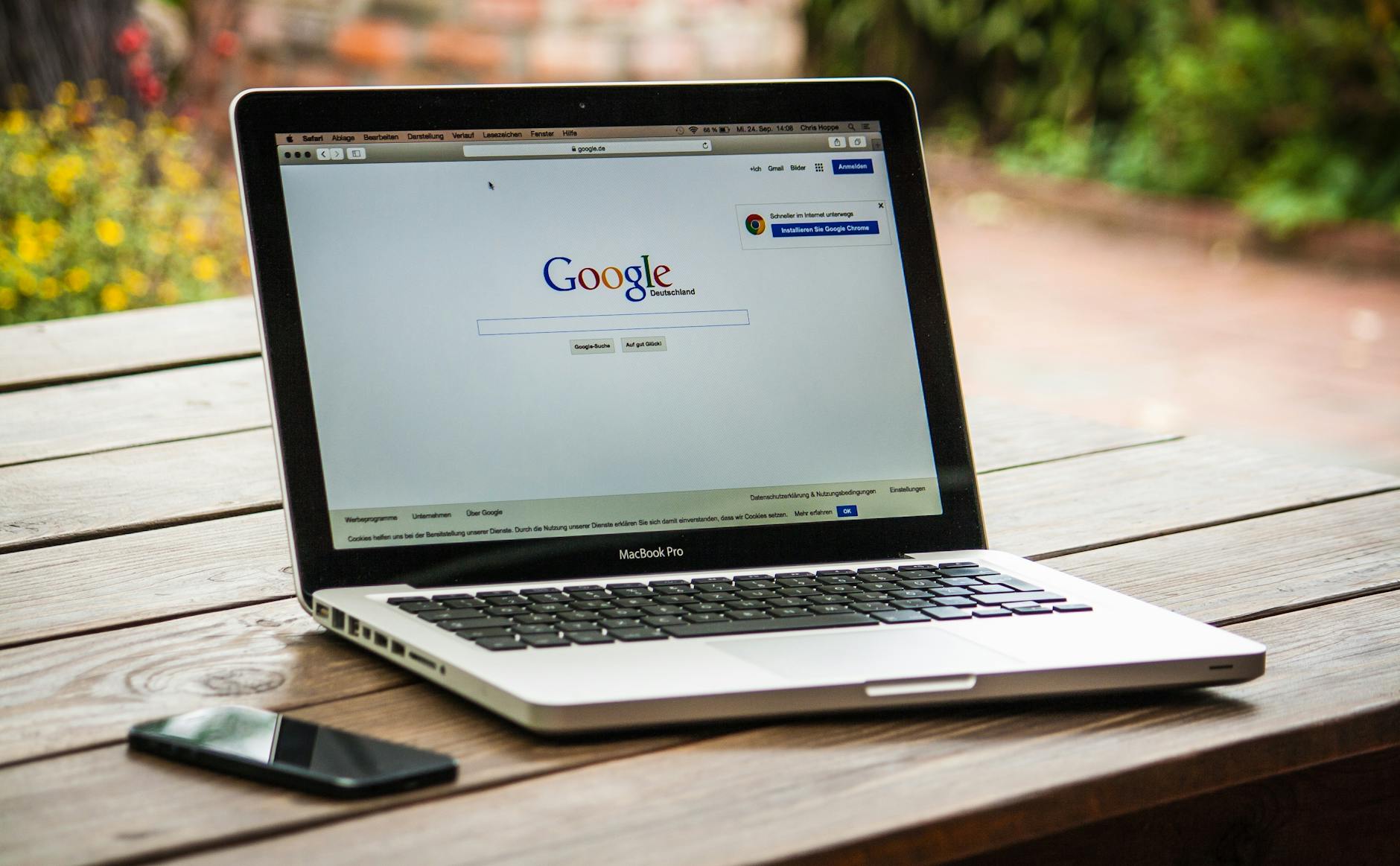 Recherche Google sur un ordinateur portable