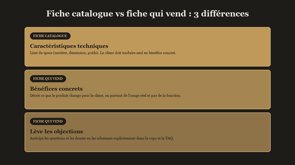 Avant et après : fiche catalogue vs page de vente sur un hoodie streetwear