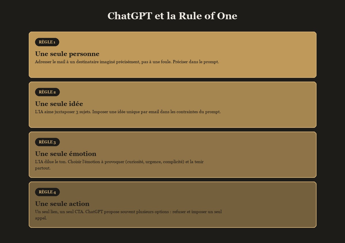 La Rule of One : une seule idée par email, le principe que ChatGPT enfreint par défaut